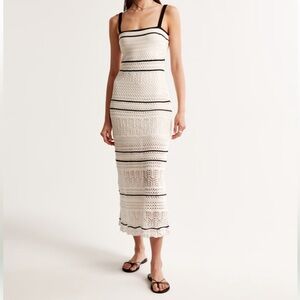 Abercrombie & fitch crochet style maxi knit black and white dress